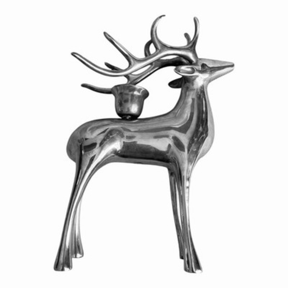 Pottery Barn Vintage Brass Deer Reindeer Buck Candle Holder 8" Christmas Taper - Picture 7 of 8